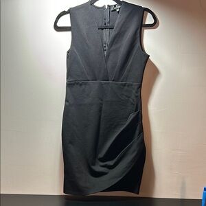 Lulu's Black Asymmetrical Pleated Sheath Mini Dress